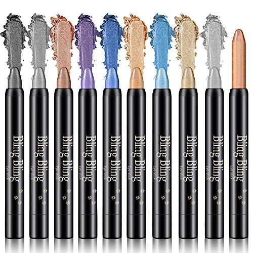 NewBang Eyeshadow Pencil, Neutral Cream Glitter Eyeshadow Stick, Waterproof Pearl Shimmer Eyeshadow Pen, Hypoallergenic Long Lasting Eyeshadow Pencil Set 10pcs.