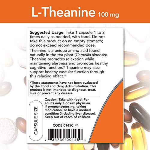 Now Foods L-Theanine, 90 Count (Pack of 1)