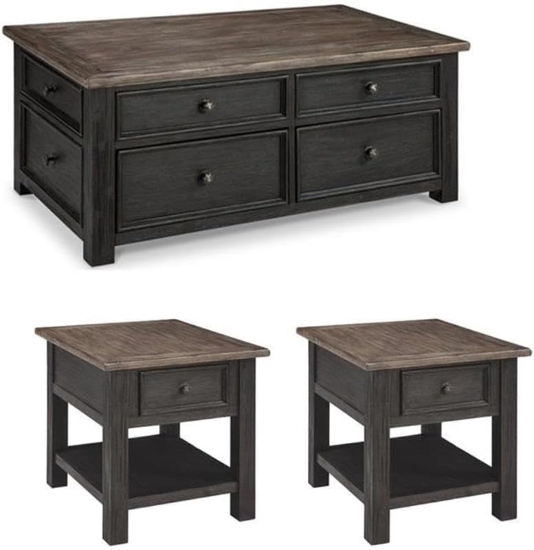 BOWERY HILL 3-Piece Set of Lift-Top Cocktail Table & 2 End Tables