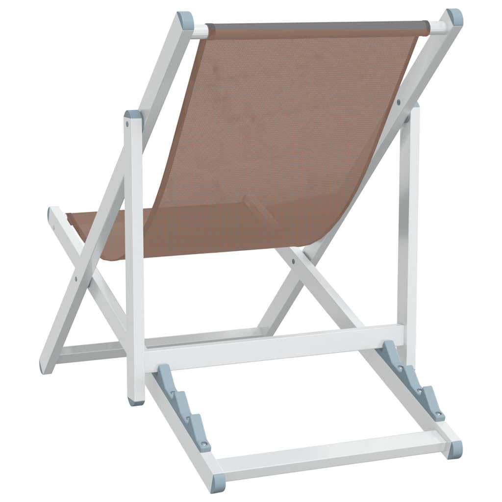 Składane krzesła plażowe, 2 sztuki, brązowe, aluminium, tekstylen