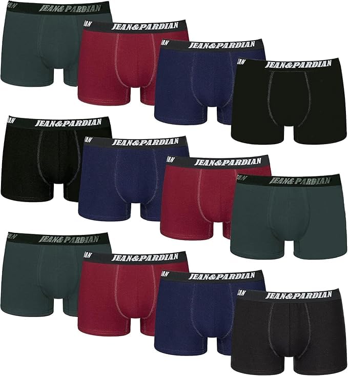 Jean&Pardian Retro Boxershorts 8er & 12er Pack - Bequeme & atmungsaktive Unterwäsche für Herren aus 95% Baumwolle | für jeden Anlass