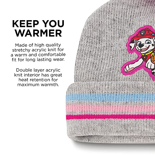 Image of Nickelodeon Girls Winter Hat and Mittens Set, Paw Patrol's Marshall, Chase and Skye Toddler Beanie for Ages 2-4