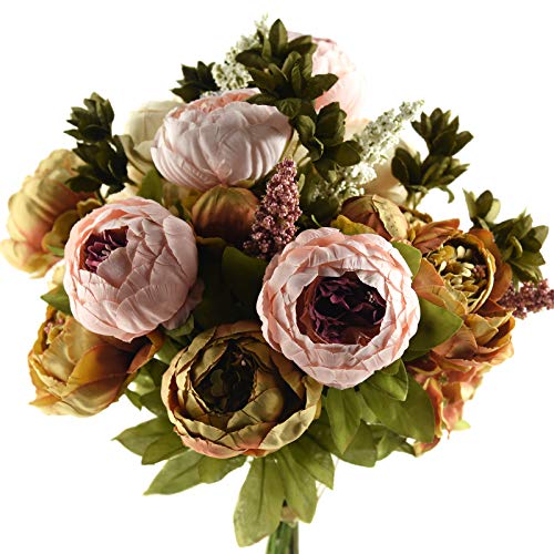 FiveSeasonStuff Vintage Artificial Peonies Silk Peony Flowers and Hydrangeas for