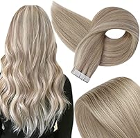 Fshine Tape in Hair Extensions Human Hair Natural Remy Hair Extensions 10-24inch 30-50Grams Hair Extensions Real Human Hair