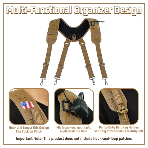 Image of MELOTOUGH Metal Hook Tactical Suspenders for Duty Military Belt Harness Police Suspenders Law Enforcement Belt