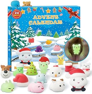 Advent Calendar 2022, 24 Mochi Squishies Including Luminous Mochi Santa 24 Days Countdown Different Surprise Every Day,Reusable,Cute,Adorable for Christmas-24 Pack,Gifts for Boys Girls
