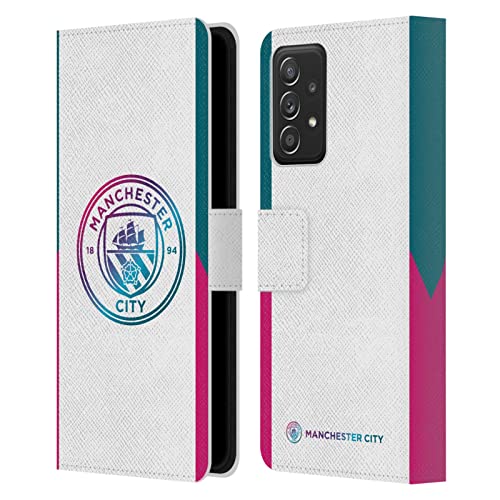 Étui Manchester City Samsung A53 5G Head Case Designs Housse Portefeuille en Cuir Noir Bleuté