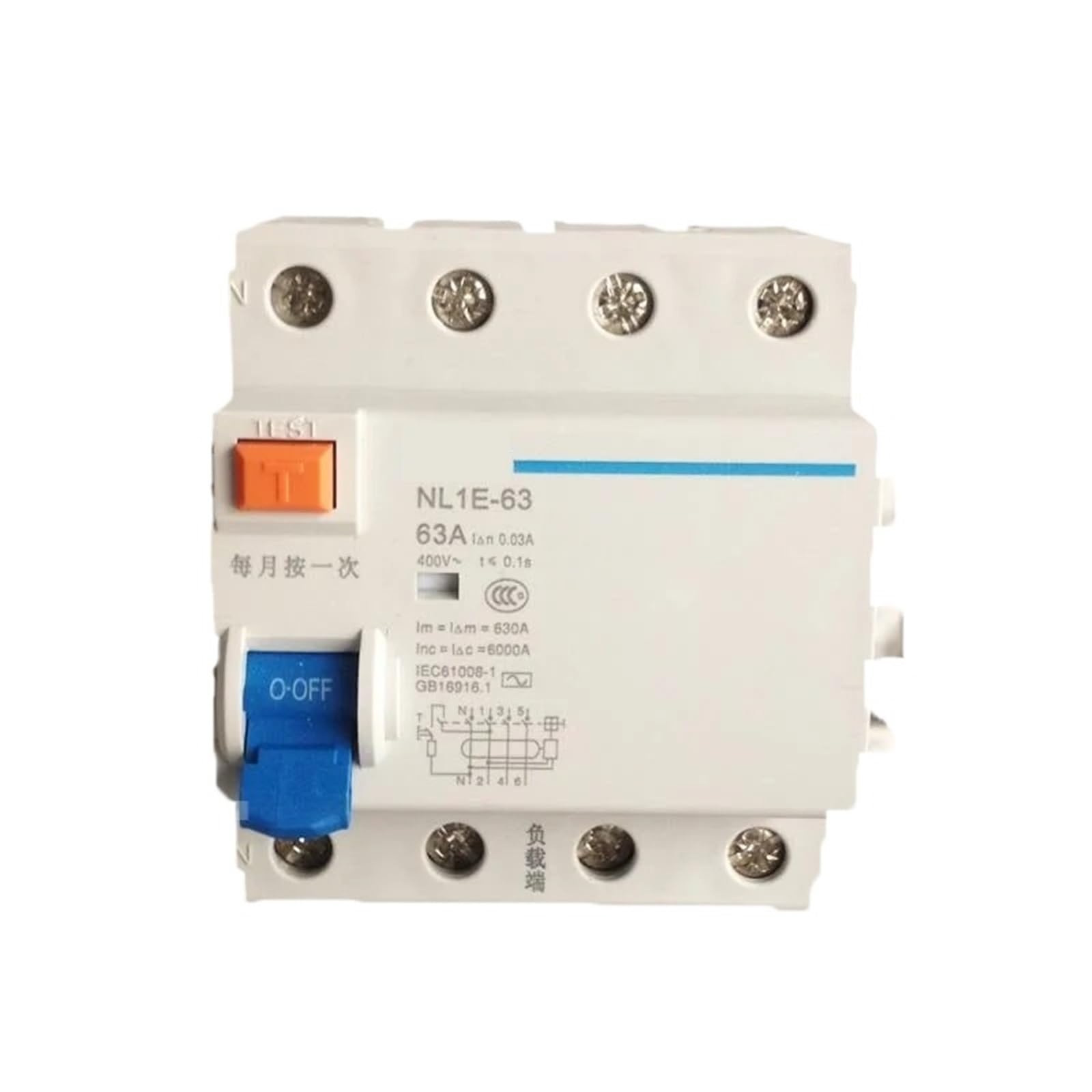 1 szt. NL1E-63 1 P + N 3 P + N 4 P 30MA Przełącznik ochronny FI 50 Hz / 60 HZ Elektroniczny elektryczny wyłącznik różnicowoprądowy Zabezpieczenie prądu szczątkowego (3P N,40A)