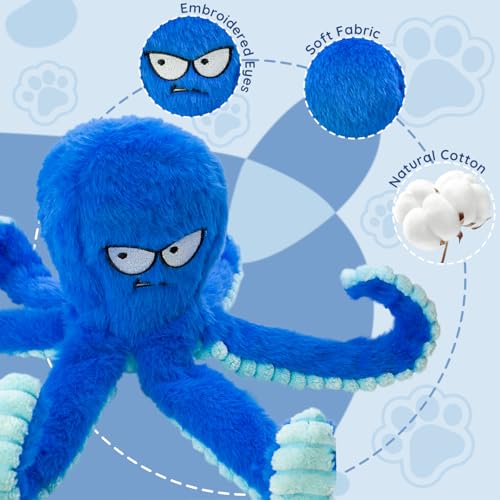 Chongqile Quietschende Hundespielzeuge- Plüsch Plüsch Plüschtiere für große Welpen- Oktopus geformte Spielzeug, um sie beschäftigt zu halten- Outddor für Indoor Play- Tug of War Game