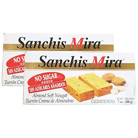 Sanchis Mira Turron Crema de Almendras - No Sugar Added Almond Soft Nougat (2 Pack, Total of 14oz) Cover