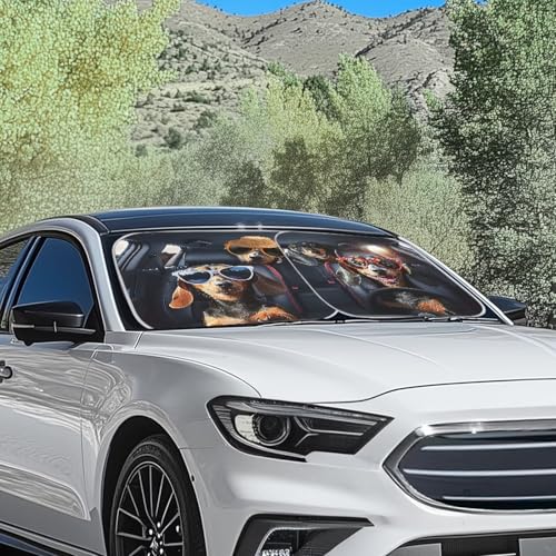 Image of Funny Dachshund Front Window Sun Shade for Car Foldable Removable Automotive Accessories Auto Interior Protector Reflect UV Sun and Heat and Protect Your Car