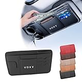GRQ VOXY対応 サンバイザー 車 収納 ポケット ヴォクシー対応 VOXY用 80系 90系対応 多機能 眼鏡ホルダー カード 小物収納 車用 アクセサリー 収納バッグ PUレザー製 マグネット式 伸縮ベルト 簡単取付 車内整理 便利グッズ (ブラック)