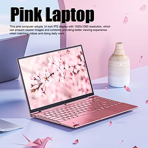 Yoidesu 14" Thin And Light Laptop, For Intel N5095Cpu 2K Ips Hd Dispaly Pink Laptop, For Intel Uhd Graphics For Windows 11 Laptop Computer, 2.4G 5G Wifi Backlit Keyboard Webcam 6000Mah(12+256G) #TOP1