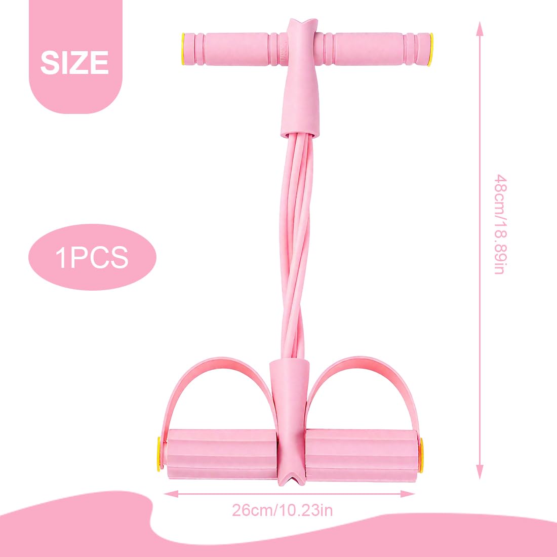 XPEX 1 PCS Attrezzo per addominali tutto in uno, elastici per allenamento, attrezzatura per sit-up, corda elastica a 6 tubi, attrezzo multifunzione per esercizi per le gambe (rosa)
