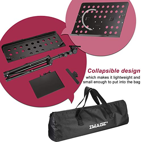 IMAGE Notenständer Metall Klappbar Notenhalter stabiler Musik Stativ mit Tragetasche, Professioneller tragbarer perforierter Notenständer, schwarz