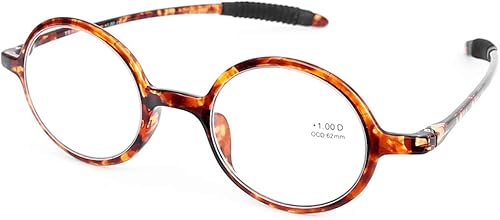 Miniatura 2 de DOOViC Lentes de lectura redondos, flexibles, ligeros, con diseño de tortuga para hombres y mujeres +1.25 de fuerza