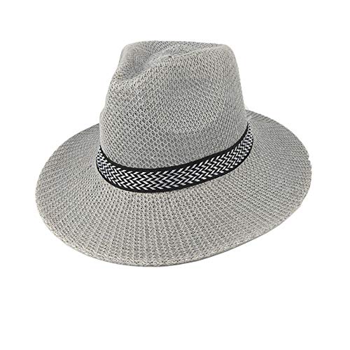 Fedora Hats for Men Straw Hat Summer Beach Hat Sun Hat for Holiday Traveling Hat, Grey
