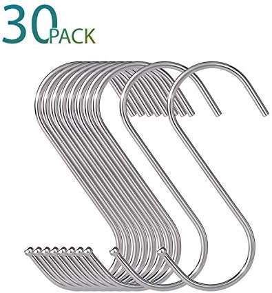 30 Pack Large S Hooks, 3.35" S Shaped Hanging Hook, S Hangers for Kitchen, Office, Bathroom, Garden and Cloakroom