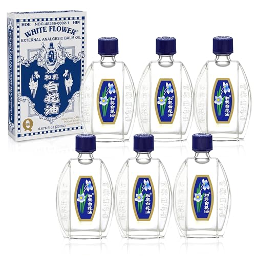 White Flower External Analgesic Balm Oil Pain Relief Oil 20ml/ 0.676fl Oz, Authentic US Import (6 Packs)