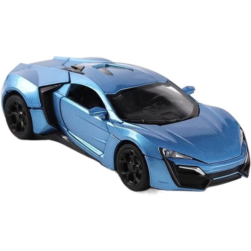 Image of New 1:24 Hyper Sport Diecast Alloy Metal Pull Back Car with Openable Doors Music Sound and Light Vehicle Toy Car for Kids Boys (Black)
