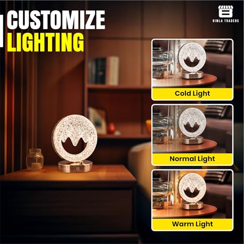 Image of CRAE Mountain Shape Crystal Table Lamp Cordless Luxury with Touch Sensor Control | Desk Night Study Light | Diamond Nightstand | Party Decor