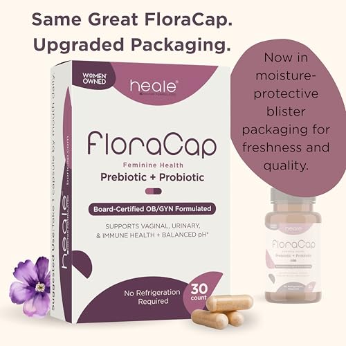 Image of FloraCap Vaginal Probiotics for Women - 30 Oral Capsules - Heale Doctor Formulated Probiotics for Feminine Health, pH, Urinary Tract & Healthy Vaginal Flora - Reduce Odor, Itching, & Discomfort