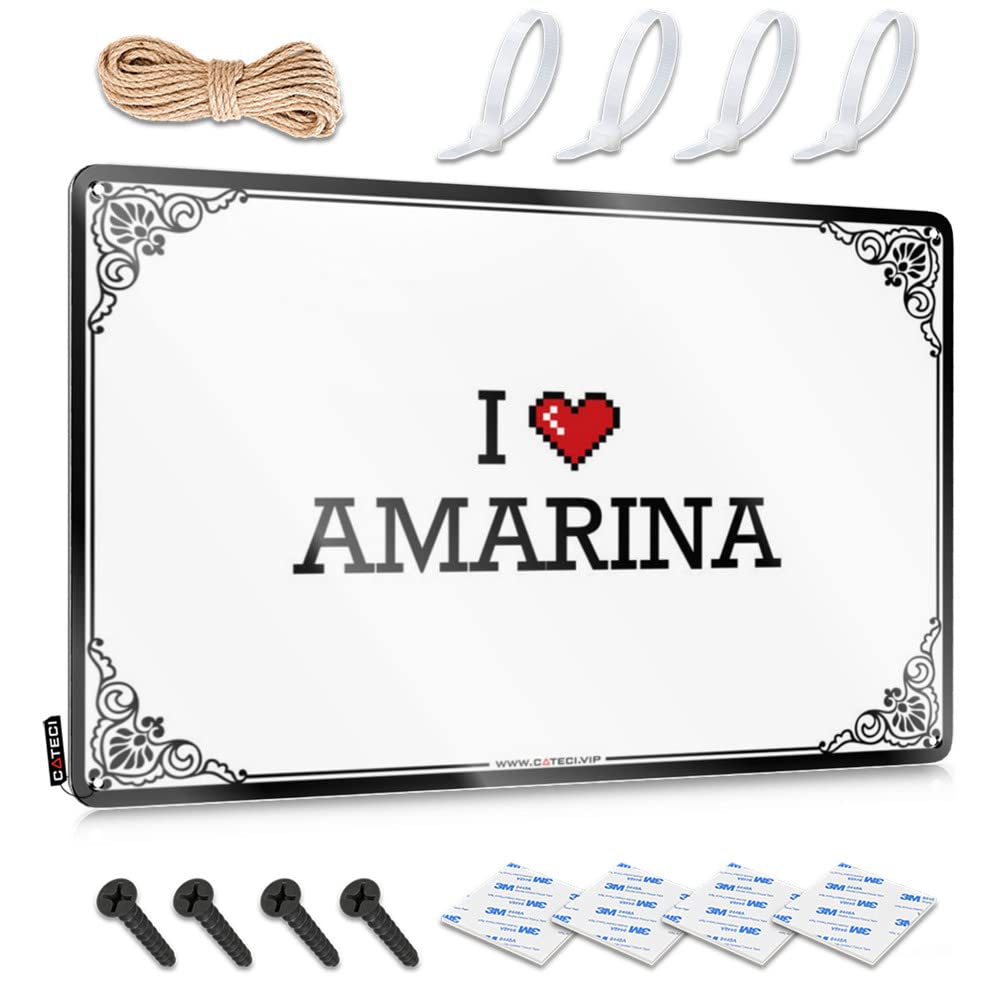 Matal Sign Shower Decor Vintage Style | I Love Amarina Handcrafted Fun Home Decor(30X40CM)