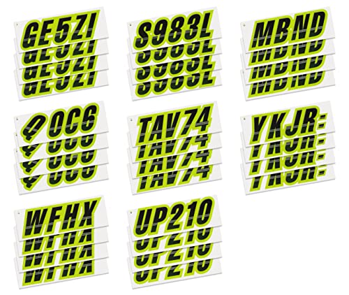 Image of STIFFIE Techtron Black /Atomic Green 3 inch Boat & PWC Registration Decals • Numbers Letters Stickers