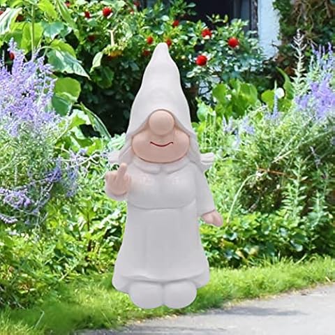 MINICAR Lustige weiße Gartenzwerge Statuen Damen, freche weibliche Zwerge Skulpturen mit Mittelfinger für Außenhof Cover