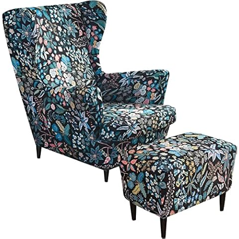 AQIGR Wing Chair Cover Set with Ottoman Cover