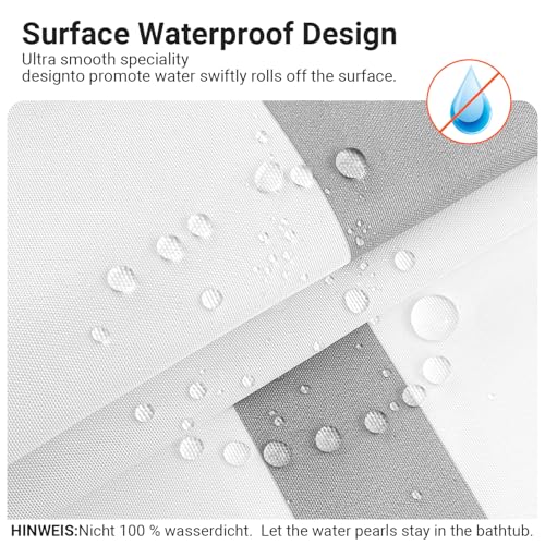 Lerores Shower Curtain, 240 x 200 cm, Block, Anti-Mould Textile, Weighted Hem, Water-Repellent - Image 2