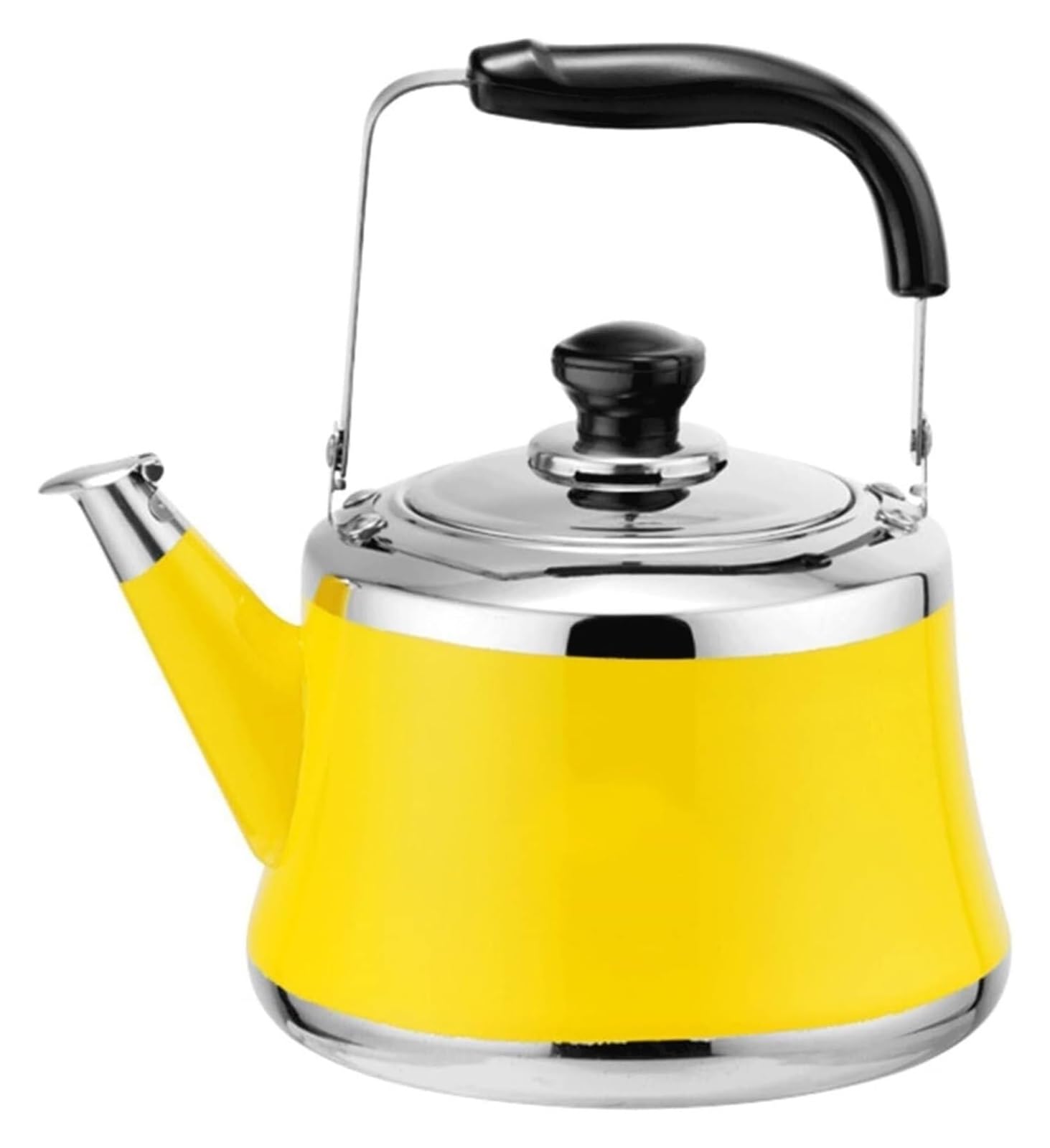 FGJsfhrDTU Stainless Steel Tea Pot with Heat-Resistant Ergonomic Handle, Whistling Kettle for Gas Hob(Yellow,3L)