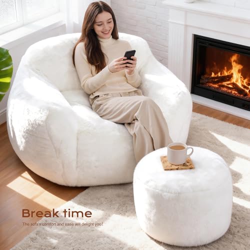 Image of Homguava Giant Bean Bag Chairs for Adults,Large Bean Bag Couch with Ottoman