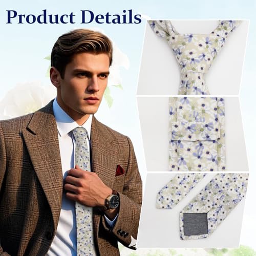 Image of Floral Ties Skinny Tie for Men, Cotton Mens Neckties for Weddings | 2.56'', floral, slim, soft and comfortable, men's neckties for casual, business, party, daily, dating