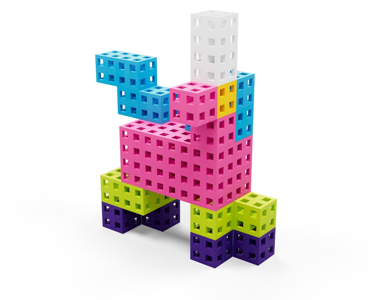 Meli Minis Cube Pink – 200 Bausteine (2x2 cm) in Pastellfarben – Kreatives Konstruktionsspielzeug für Kinder ab 3 Jahren – Fördert motorische Fähigkeiten und Fantasie