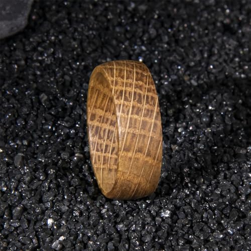 6mm 8mm Whisky Barrel Wood Ring Wedding Band Unique Wooden Anniversary Ring,Domed Barrel Wood Enagement Ring with Free Zebra Wooden Box3