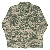 Rothco Kids Camo BDU Shirt - Cargo Uniform Jacket Long Sleeve Utility Shacket, ACU Digital Camo, L
