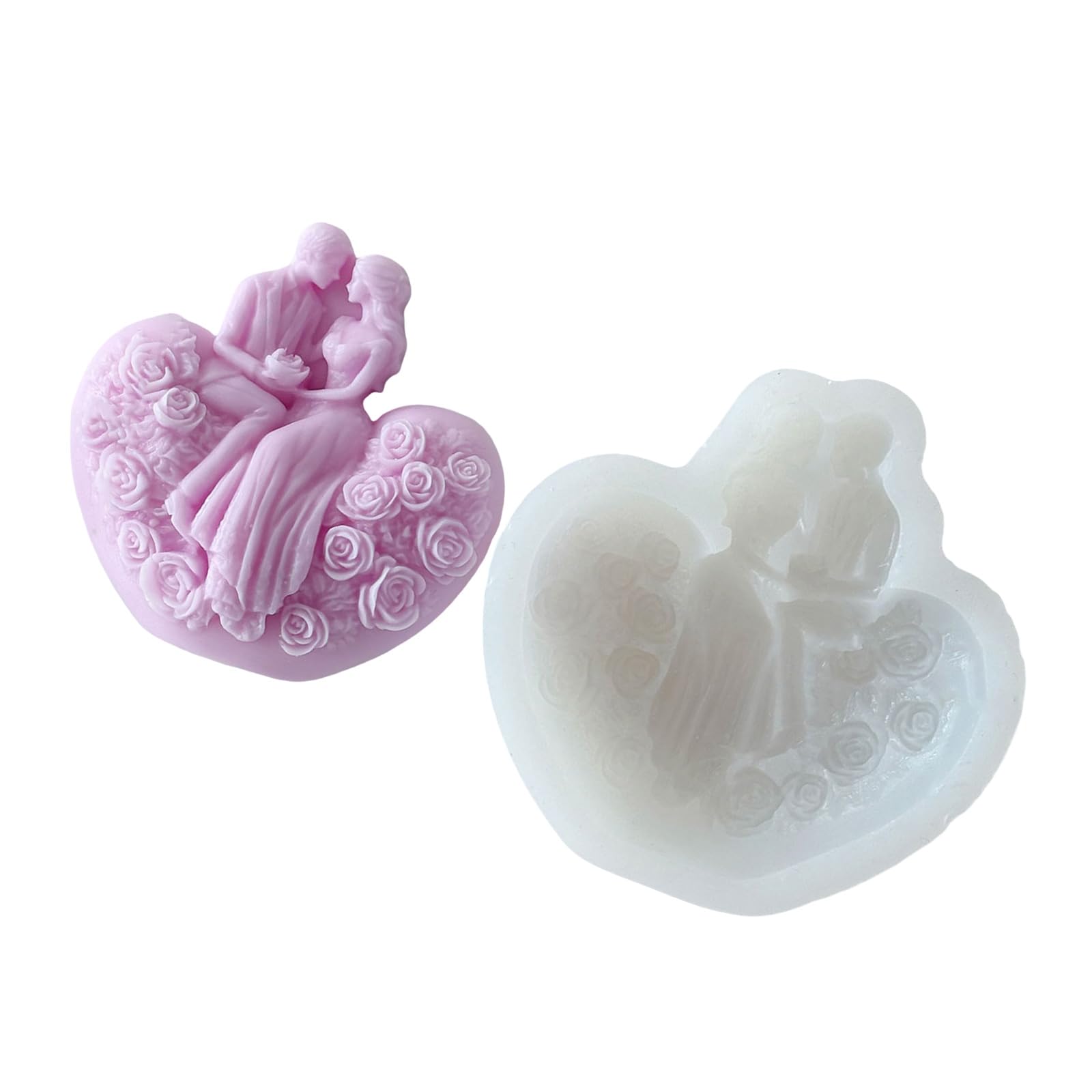 Tsophreniq Mold, Heart Silicone for Making Heart Couple Candled for Diys Soap, Aromatherapys Candled Aromatherapys
