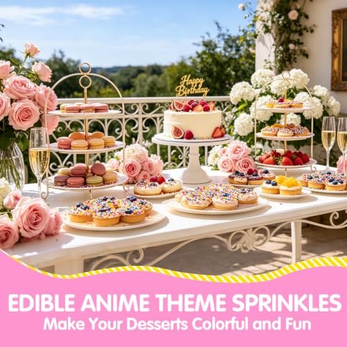 Image of Edible Rainbow Nonpareils Sprinkles,Multicolor Tiny Sugar Pearls Food Grade Decorations Toppings for DIY Baking Cakes Cupcakes Cookies Donuts Ice Cream,Birthday Baby Shower,Pride Festival,Wedding,Holiday Themed Party Dessert Supplies