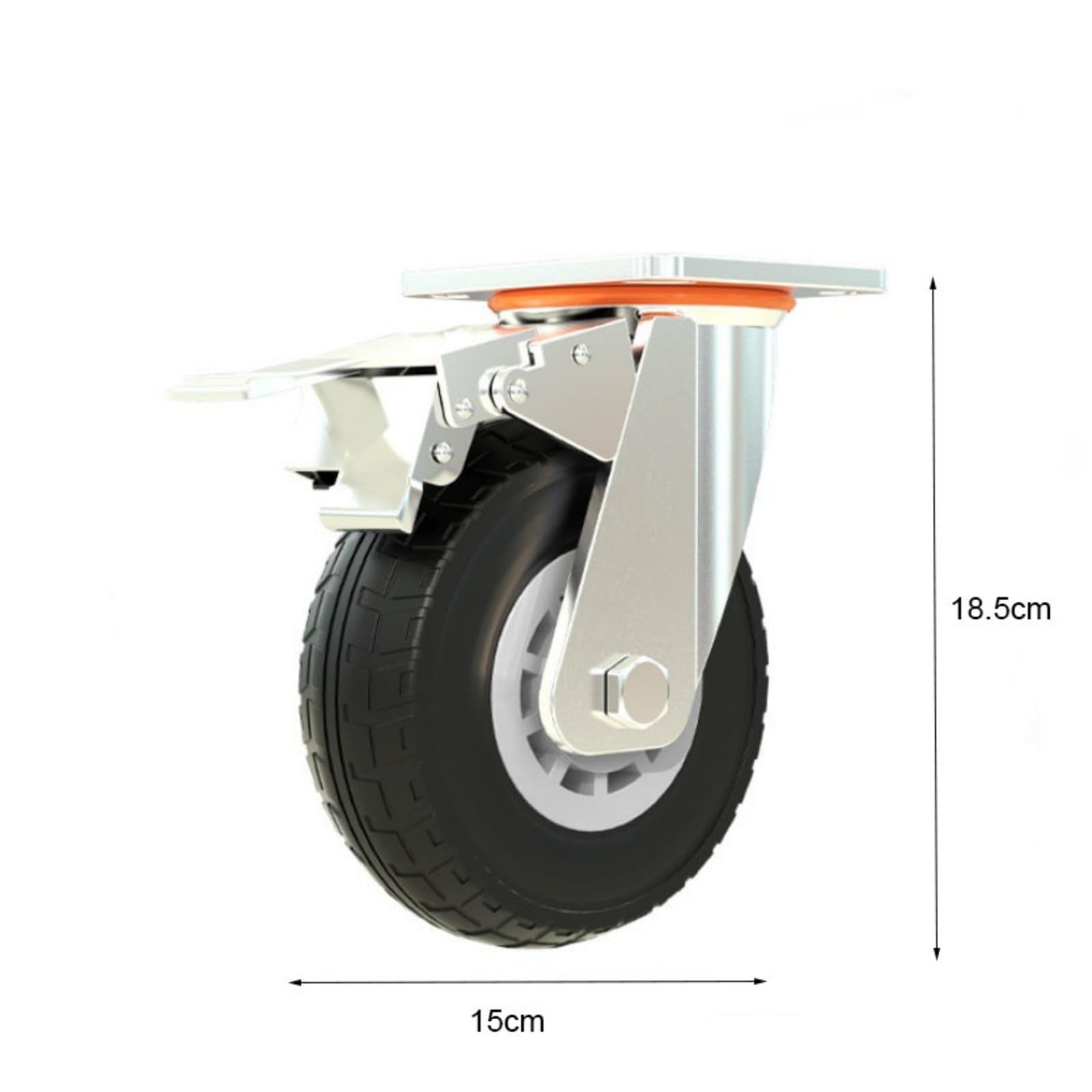 TAIMIKO 4 x Schwerlastrollen, 150 mm, 15,2 cm, rutschfeste Gummi-Industrierollen, Tragkraft 1000 kg, 360° Transportrollen für Möbel, 2 Lenkrollen mit Bremse + 2 mit festen