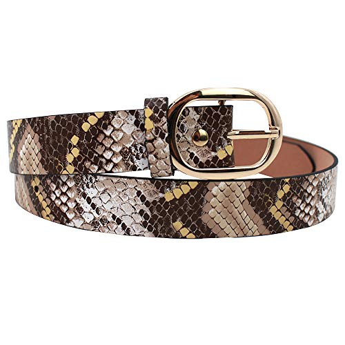 EDITHA Women's Snakeskin Grain Waistband PU Leather Waist Belt for Jeans/Dress