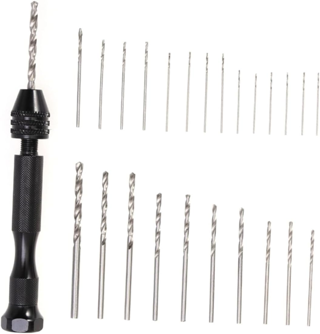 UPKOCH 25pieces Precision Pin Vise Hand Drill Set with Drill Bits for Jewelry Making Miniatures and Diy Projects Manual Rotary Tool