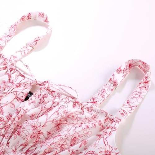 Image of Scarlet Darkness Floral Mini Corset Dress for Women Teen 2026 Summer Spring Flowy A-Line Sundress with Pockets