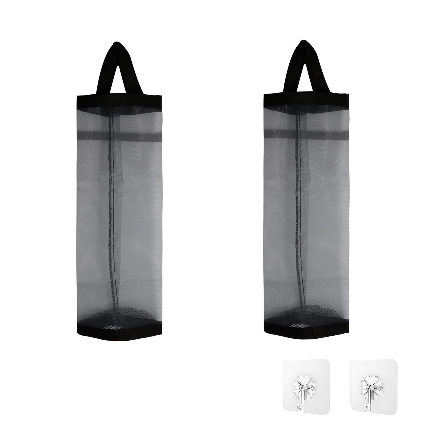 Rumyve 2pcs Hanging Storage Bag Dispenser,Household Collapsible Breathable Hanging Net Garbage Bag Organizer,Household Kitchen Garbage Bag Storage with Plastic Bag Dispenser(Grey)