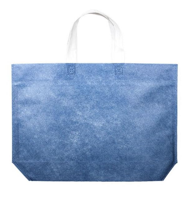 Monouso | 5 Bolsa Tela TNT con Base Hexagonal Azul 44+10×30 cm | Asa Corta, Reutilizable y Plegable | Ideal para Compras, Tiendas y Regalos | Pack de 5 Unidades