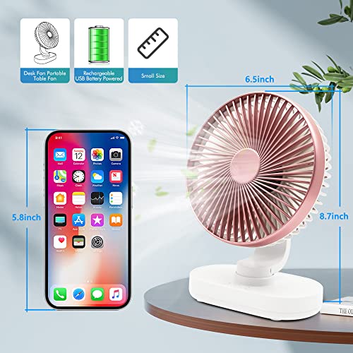 Usb Desk Fan,Portable Mini Quiet 4 Speeds Wind Desktop Personal Fans, Adjustment Rotation Table Fan For Outdoor Camping Cart Home Office (Rose Gold) #TOP4