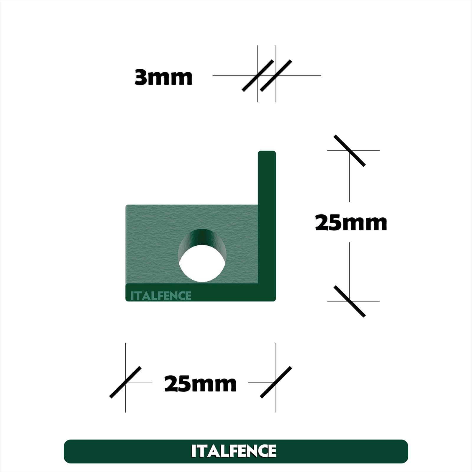 Italfence - Saetta a L in ferro plastificata per recinzione verde (Tutte le misure) [H 200cm, 10 pezzi]