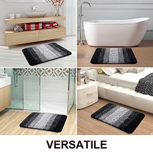 Olanly Luxury Bathroom Rug Mat, Extra Soft And Absorbent Microfiber Bath Rugs, Non-Slip Plush Shaggy Bath Carpet Runner, Machine Wash Dry, Bath Mats For Bathroom Floor, Tub And Shower, 59X20, Black #TOP5