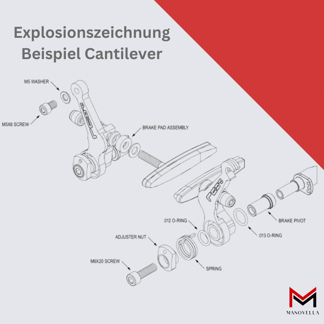 Manovella Klocki hamulcowe Cantilever 70 mm – symetryczne – 4 sztuki (2 pary) w zestawie z mocowaniem – Okładziny hamulcowe pasujące do Shimano SRAM Tektro Magura MTB Trekkingrad Citybike – trwałe i
