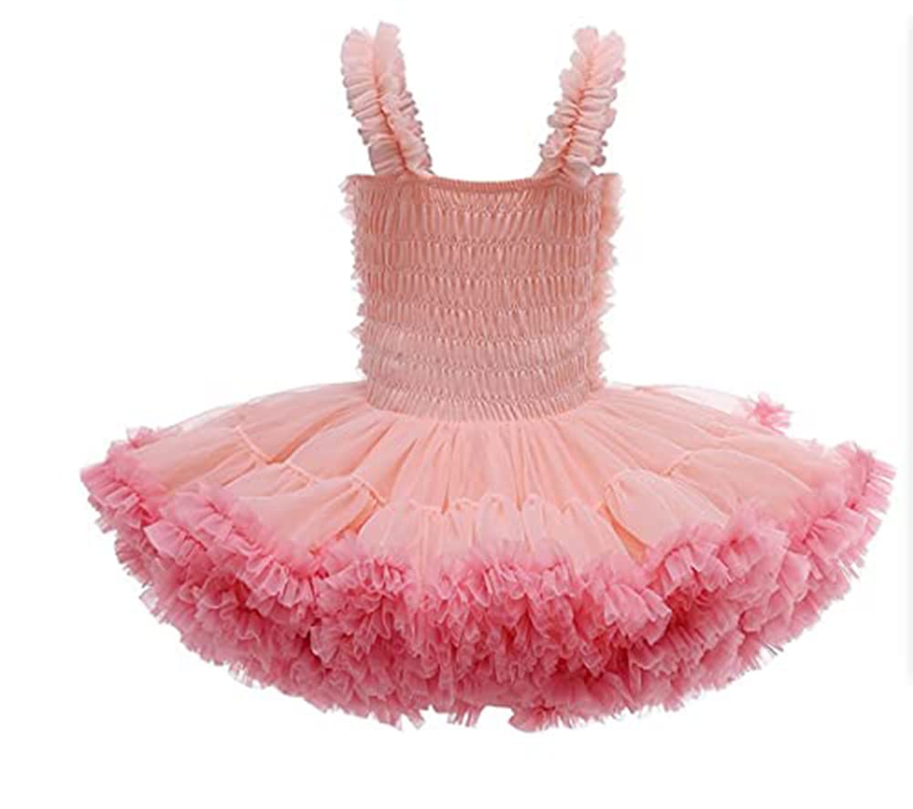 Baby Girl Tutu sukienka maluch koronkowa tiulowa spódnica baletowa sukienka na przyjęcie urodzinowe Up Beach Wedding Dress,Peach pink,XS